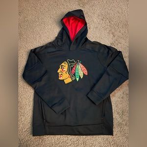 Chicago Blackhawks NHL Youth Large Black Pullover Hoodie Embroidered Logo